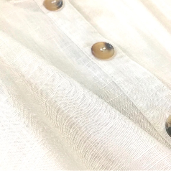 Tie Front Linen Button Down Sleeveless Top V Neck - Picture 5 of 6